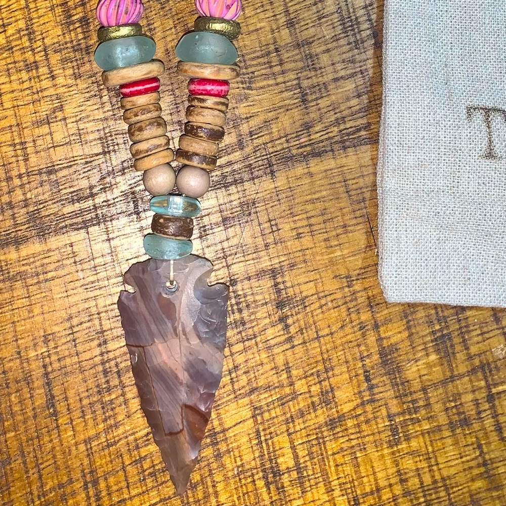 Twine & Twig beaded Boho arrowhead necklace
